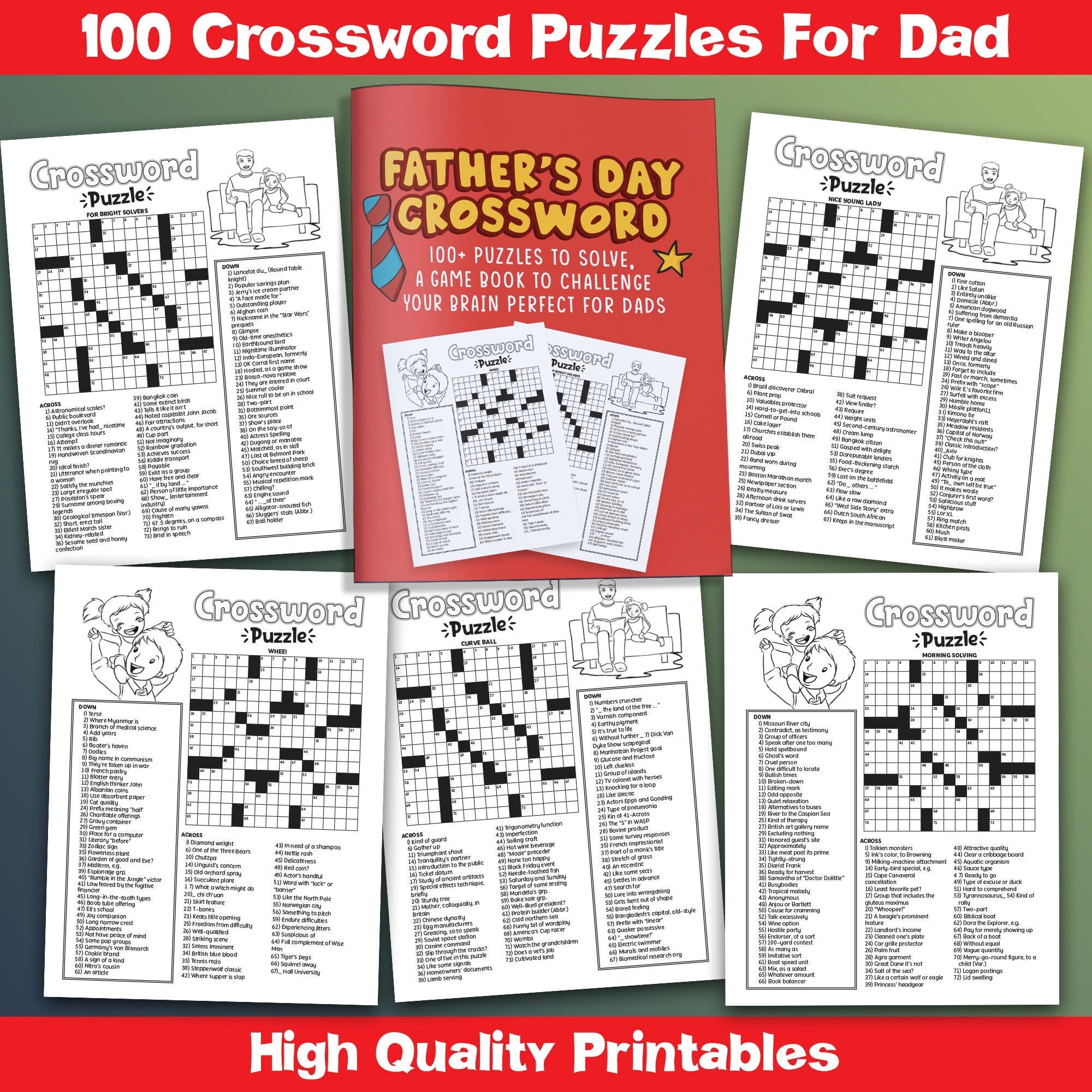 BEST VALUE Fathers Day Crossword Instant Download 100 Puzzles To Worksheets Library