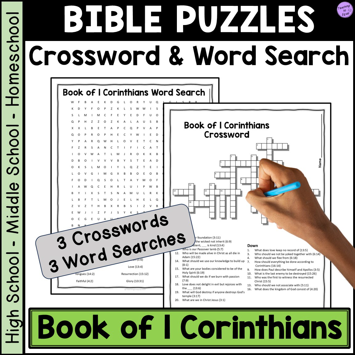 Bible Book Of 1 Corinthians Crossword Word Search Puzzle Activities Made By Teachers