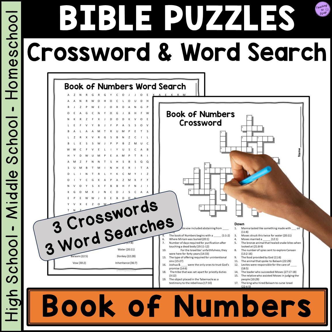 Bible Book Of Numbers Crossword Word Search Puzzle Activities Classful