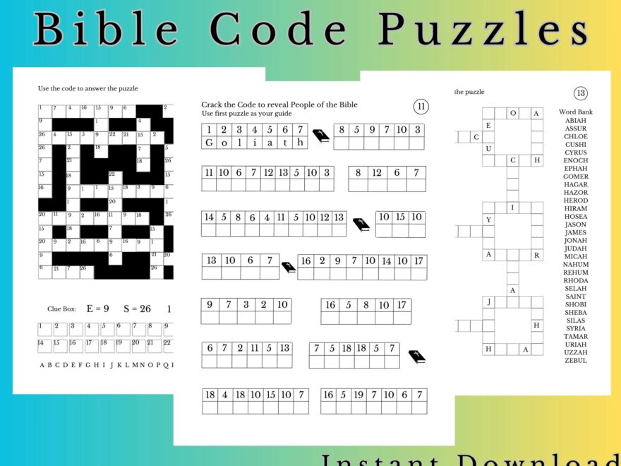 Bible Code Puzzles Bible Crossword Crossword Puzzle Printables Bible Crack The Code Bible Games For Adults And Teens Bible Puzzles Etsy