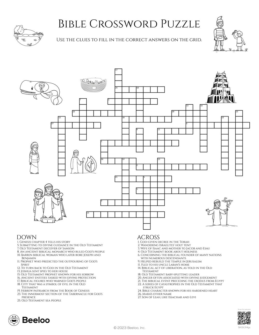 Bible Crossword Puzzle Beeloo Printable Crafts And Activities For Kids