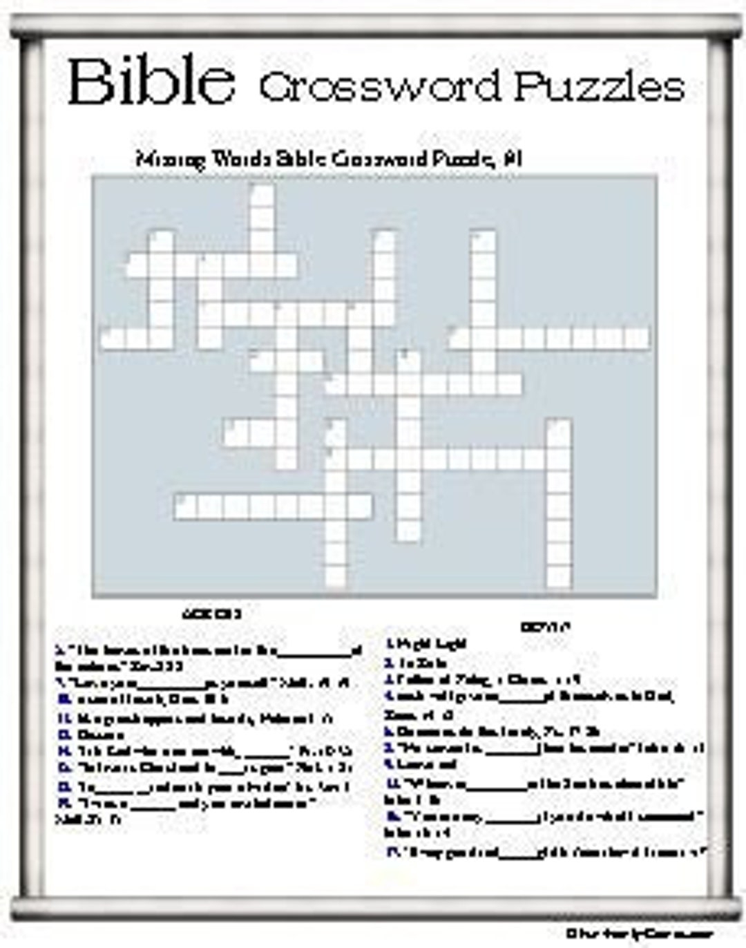 Bible Crossword Puzzles Clues Include Bible Verse Locations Etsy Worksheets Library