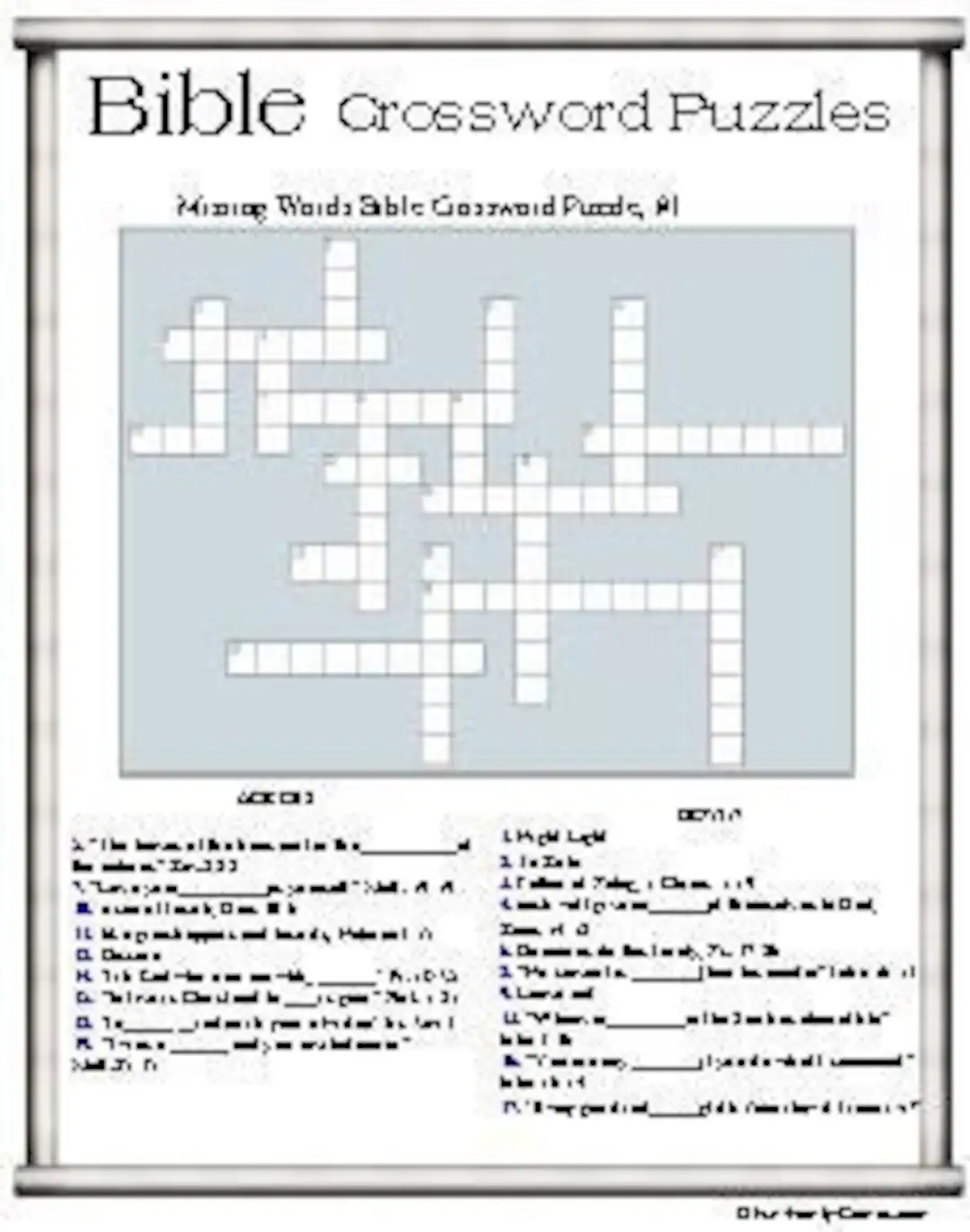 Bible Crossword Puzzles Clues Include Bible Verse Locations Etsy