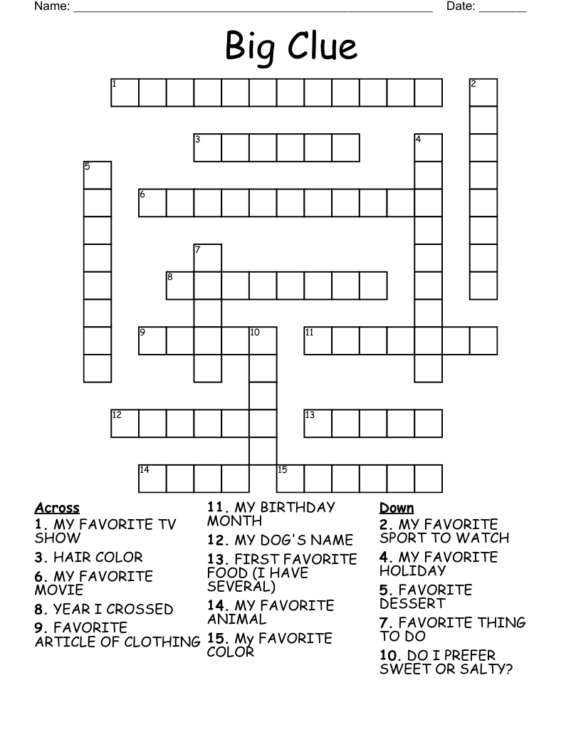 Big Clue Crossword WordMint Big Clue Crossword WordMint
