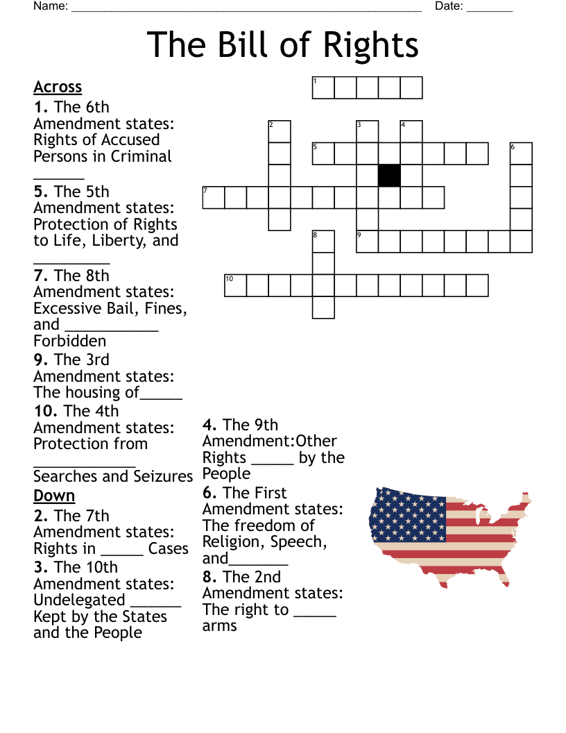 Bill Of Rights Crossword Puzzle WordMint