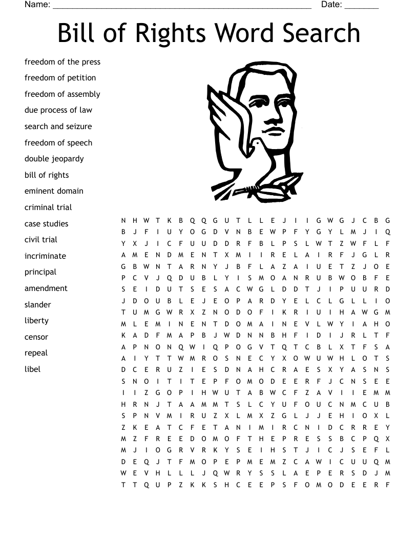 Bill Of Rights Crossword Puzzle WordMint