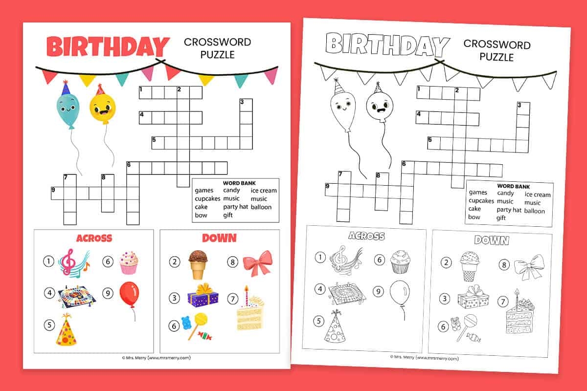 Birthday Crossword Puzzle Printable