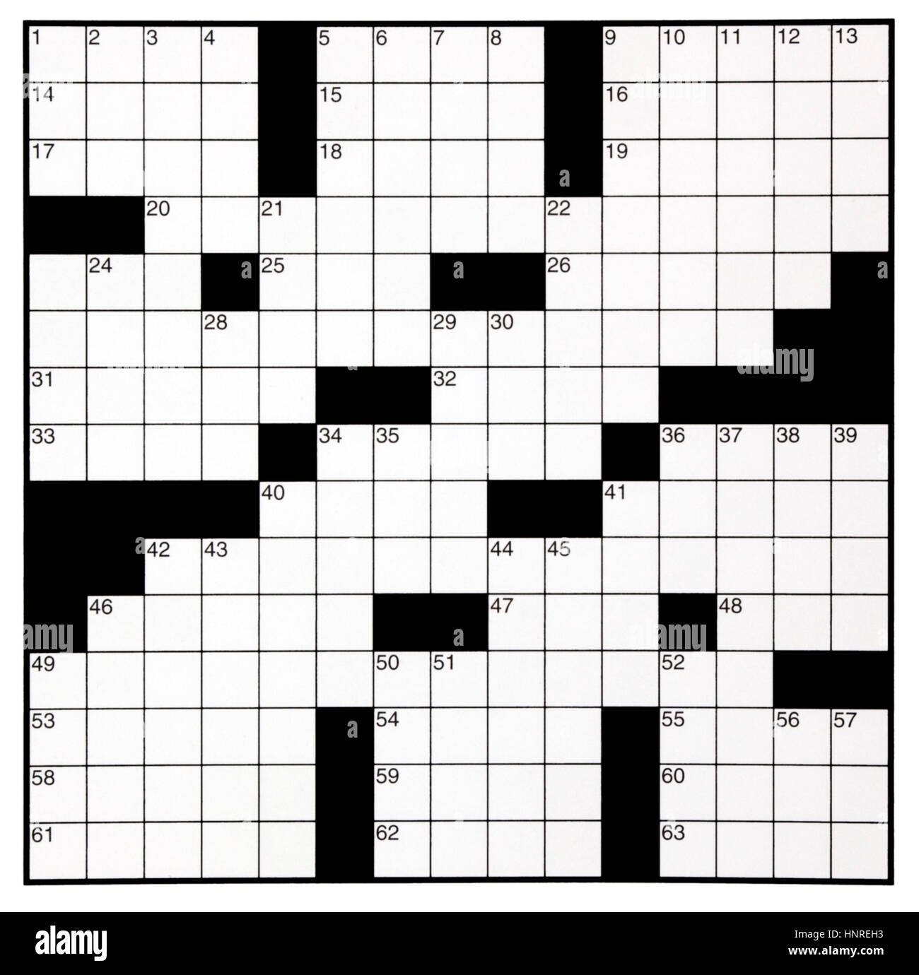 Blank Crossword Puzzle Grid With Numbers Stock Photo Alamy