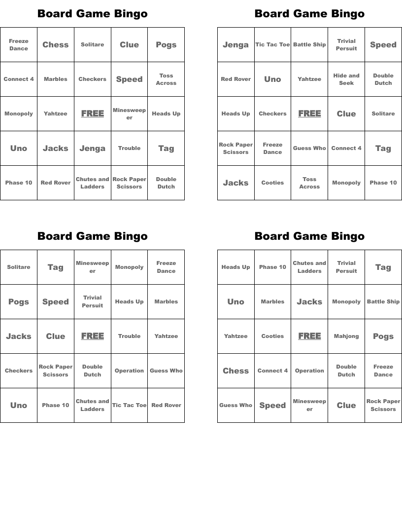 Board Game Bingo WordMint Board Game Bingo WordMint