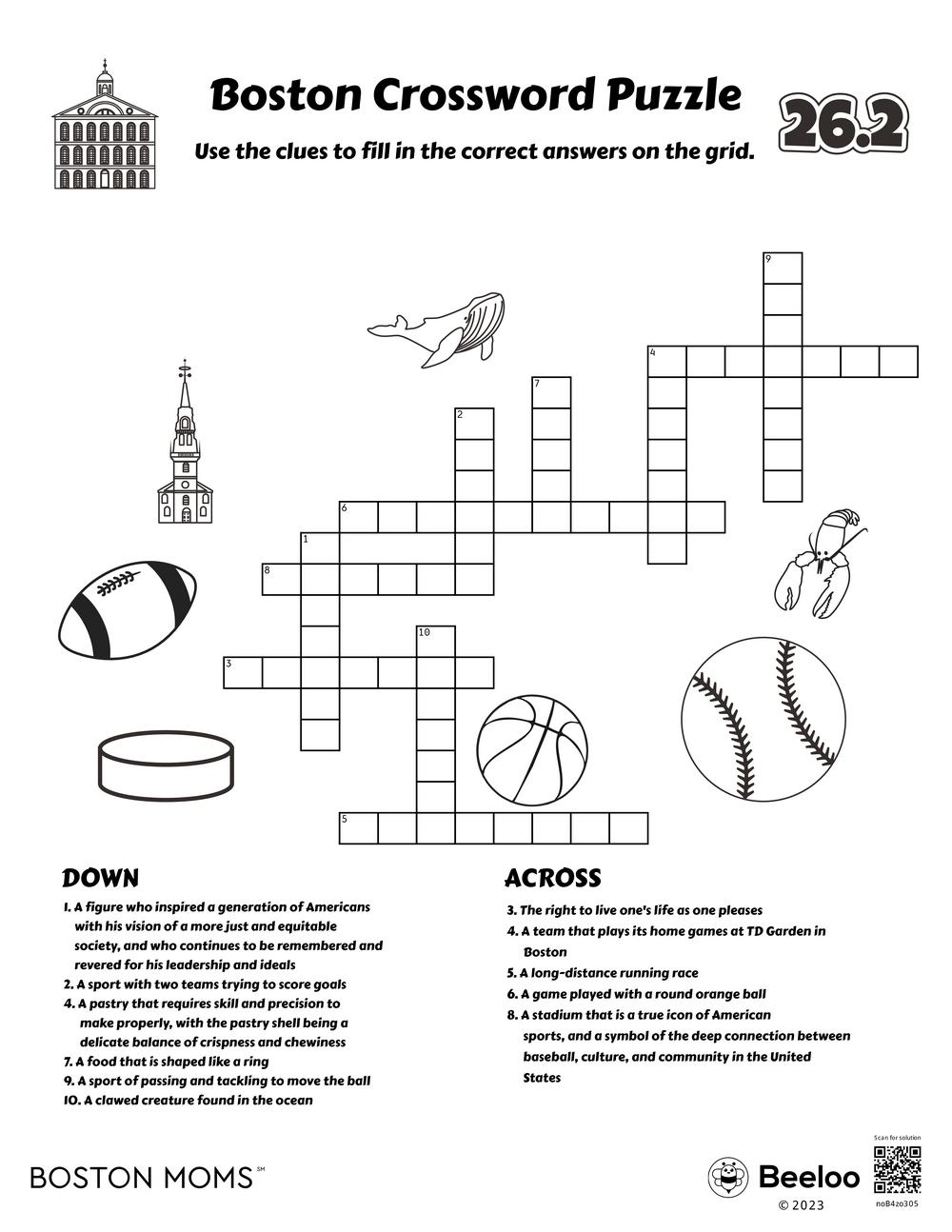 Boston Crossword Puzzle Beeloo Printable Crafts And Activities For Kids