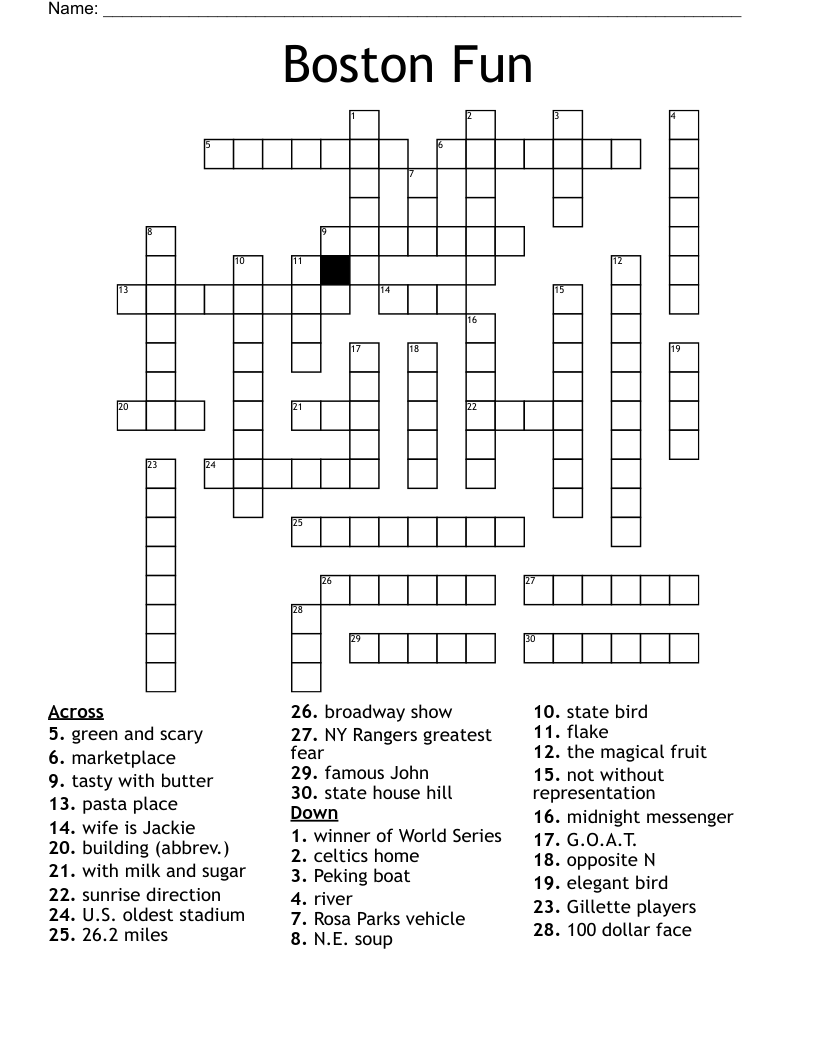 Boston Fun Crossword WordMint