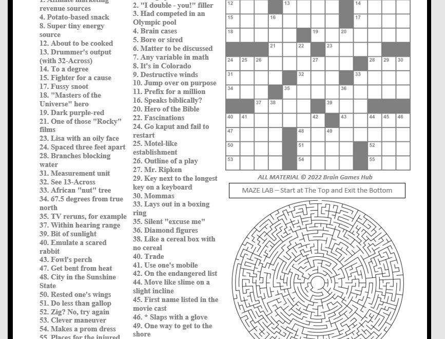 Brain Games Hub Keep That Brain Popping Worksheets Library