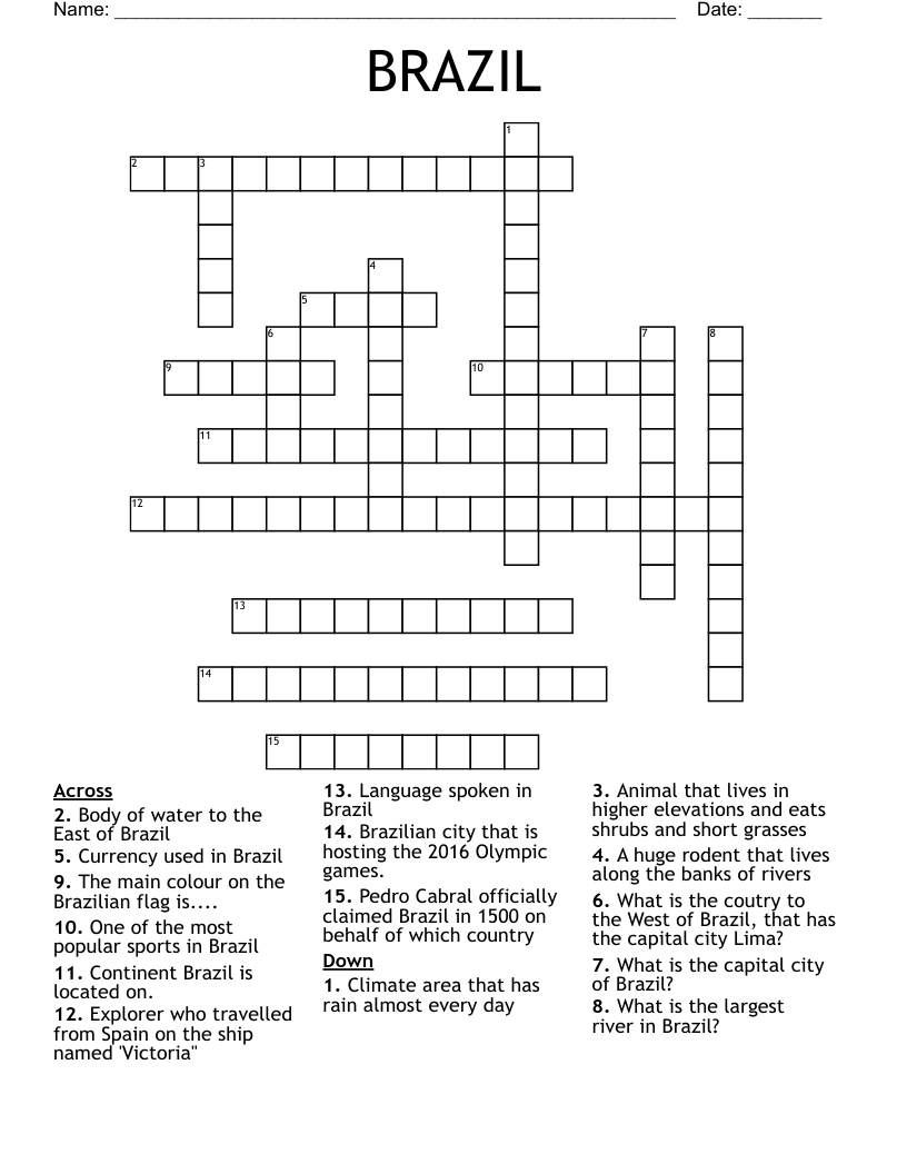 BRAZIL Crossword WordMint