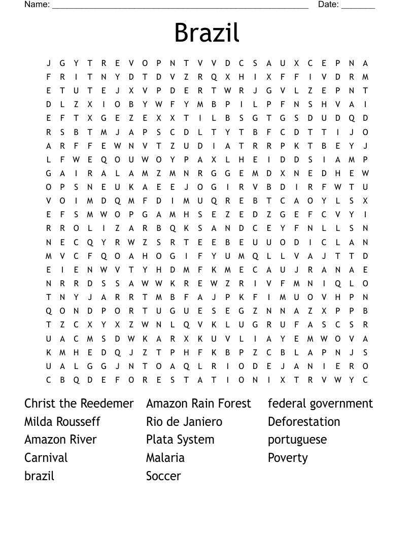 Brazil Word Search WordMint