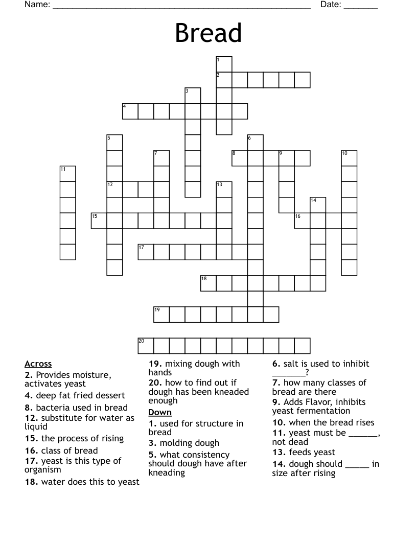 Bread Crossword WordMint Bread Crossword WordMint