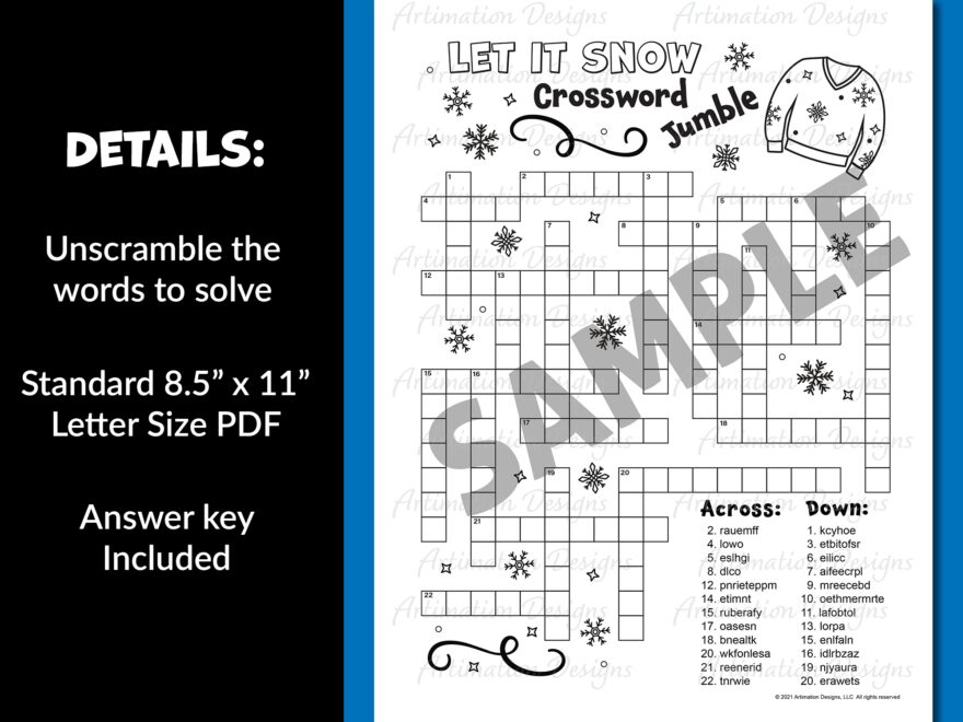 BUNDLE Winter Word Games Word Search Word Scramble Crossword Puzzle Coloring Activity Made By Teachers