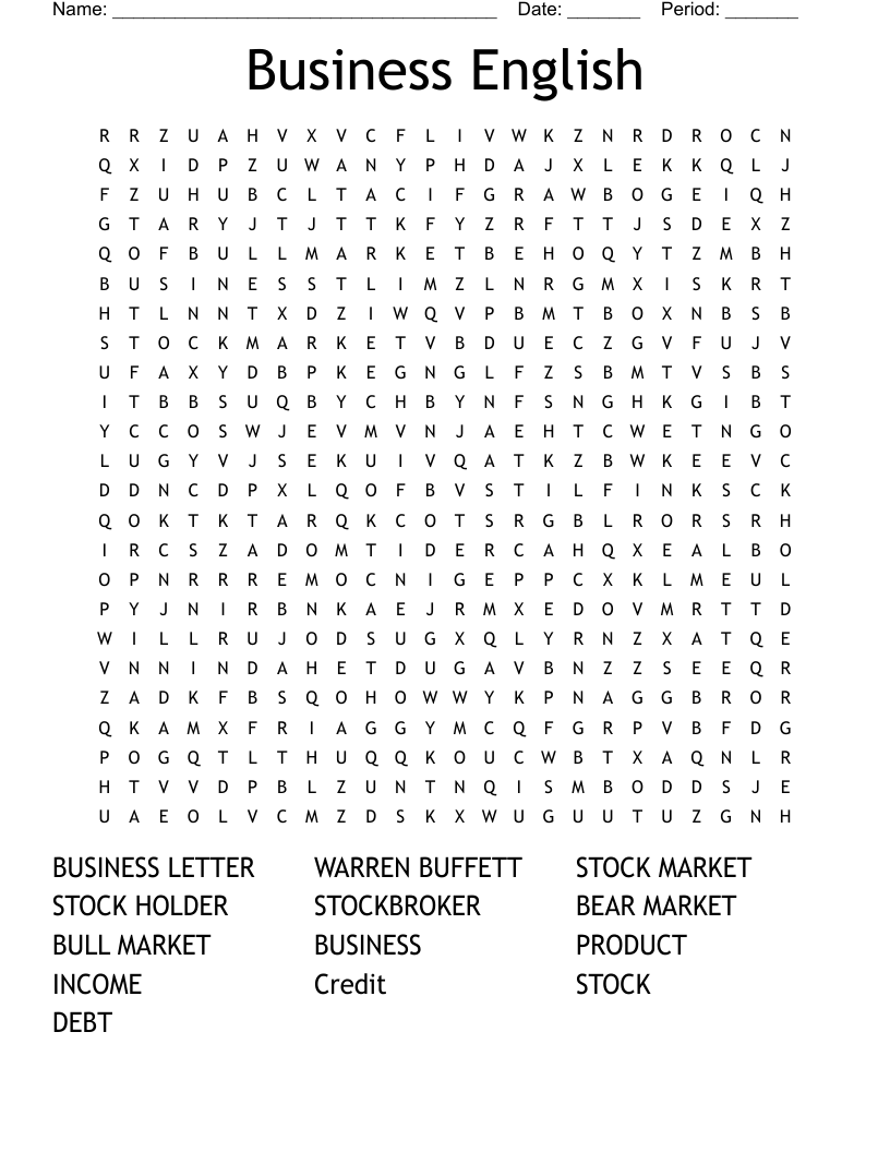 Business English Word Search WordMint