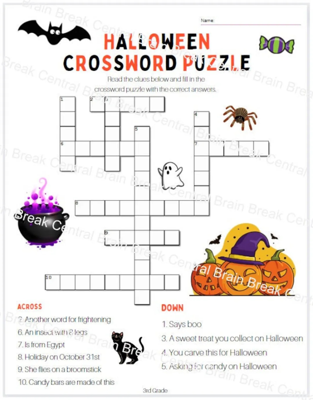 Buy 3rd Grade Halloween Crossword Puzzle With Answer Key Online In India Etsy Buy 3rd Grade Halloween Crossword Puzzle With Answer Key Online In India Etsy