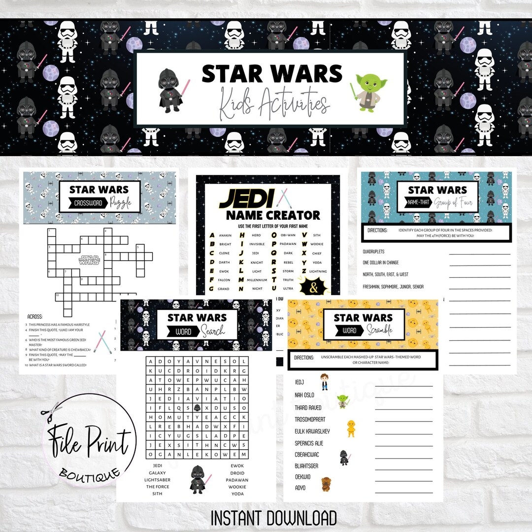 Buy Star Wars Printable Kids Activities Word Search Star Wars Crossword Word Scramble Star Wars Activity Star Wars Printable Star Wars Online In India Etsy