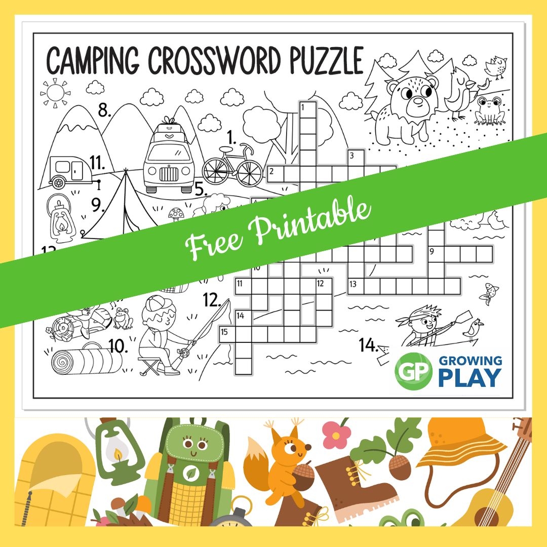 Camping Crossword Puzzle Free Printable Growing Play