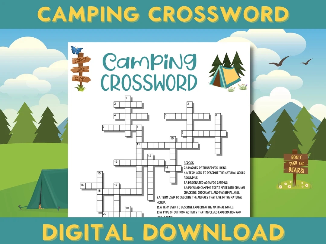 Camping Crossword Puzzle Printables