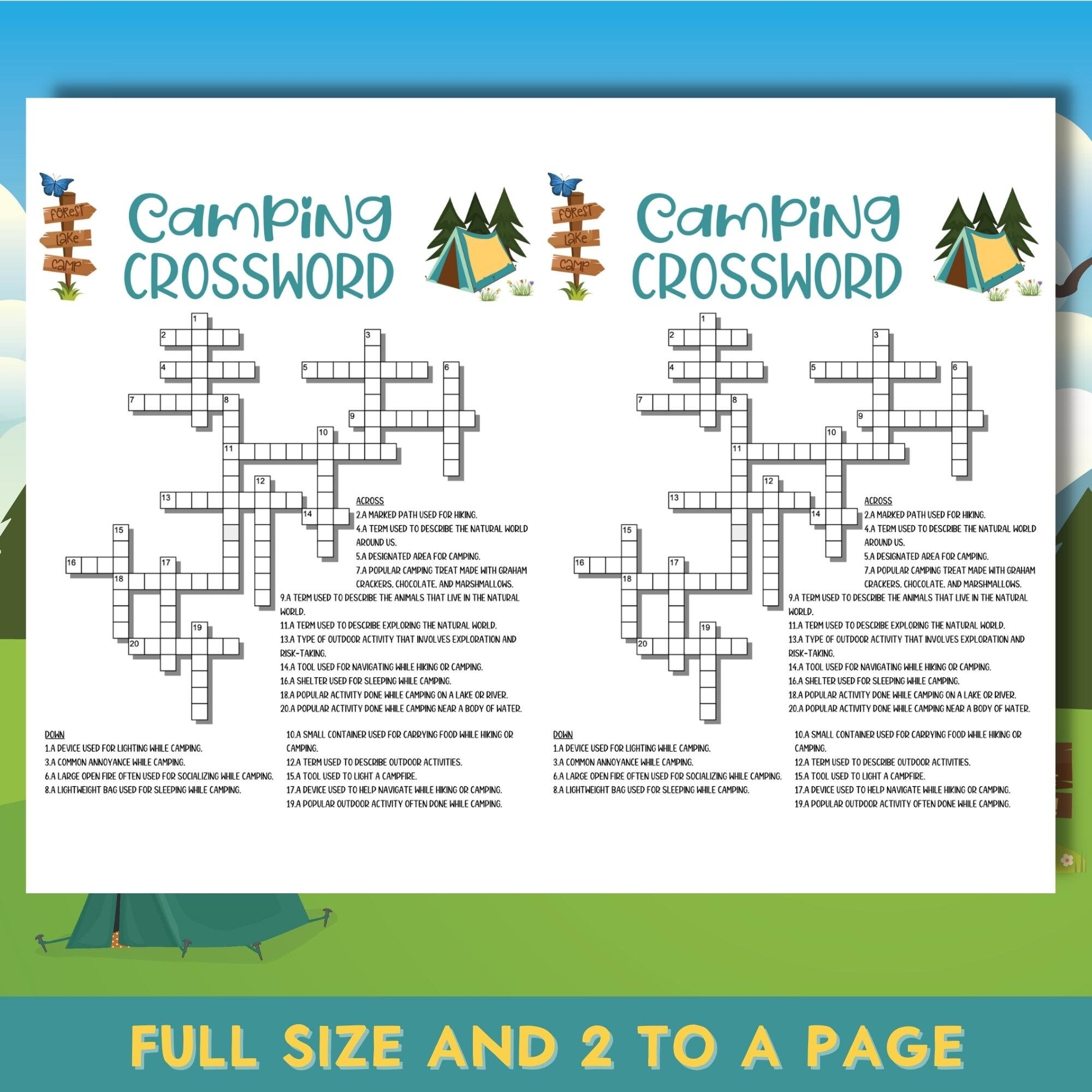 Camping Crossword Puzzle Printables Free