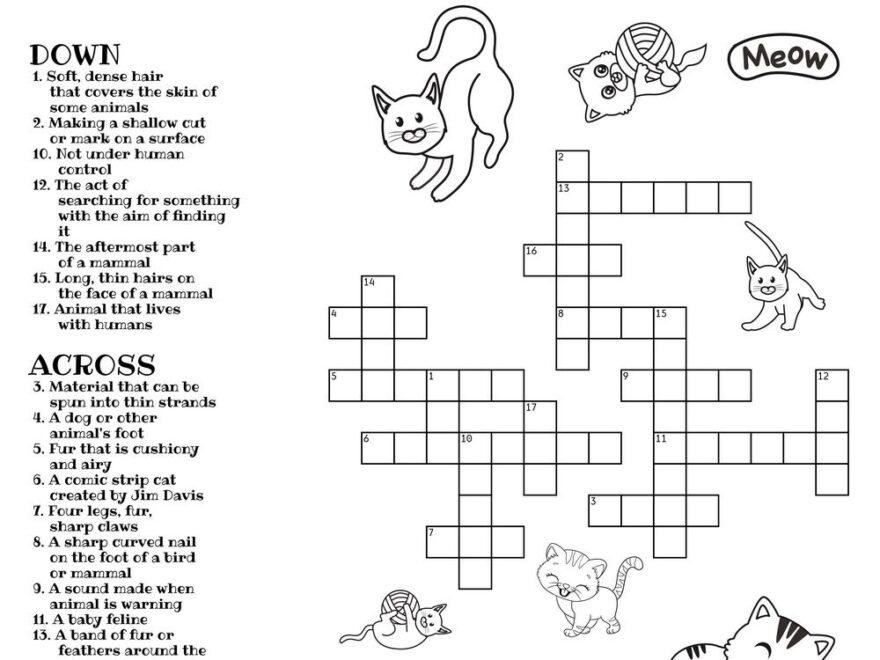 Cat themed Crossword Puzzles Beeloo Printable Crafts And Activities For Kids