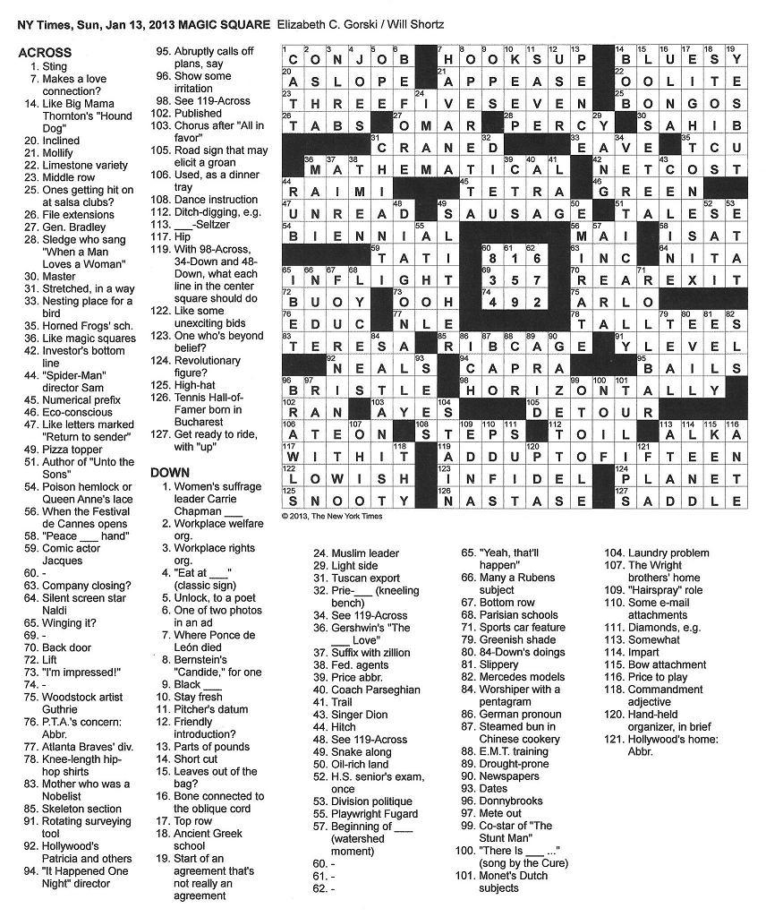 Crossword Puzzles Ny Times Printable