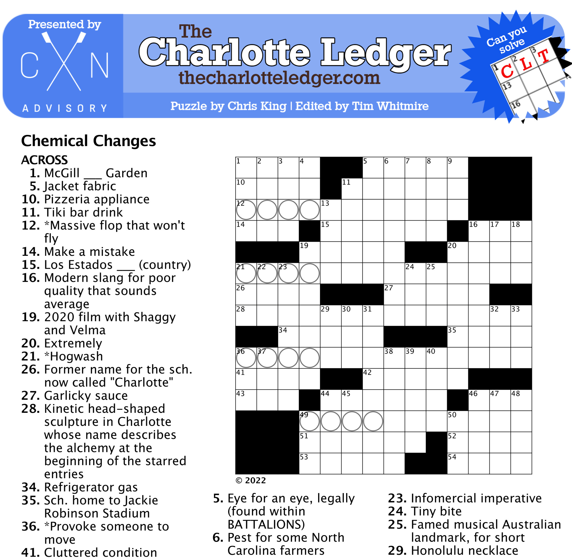 Charlotte Ledger Crosswords The Charlotte Ledger