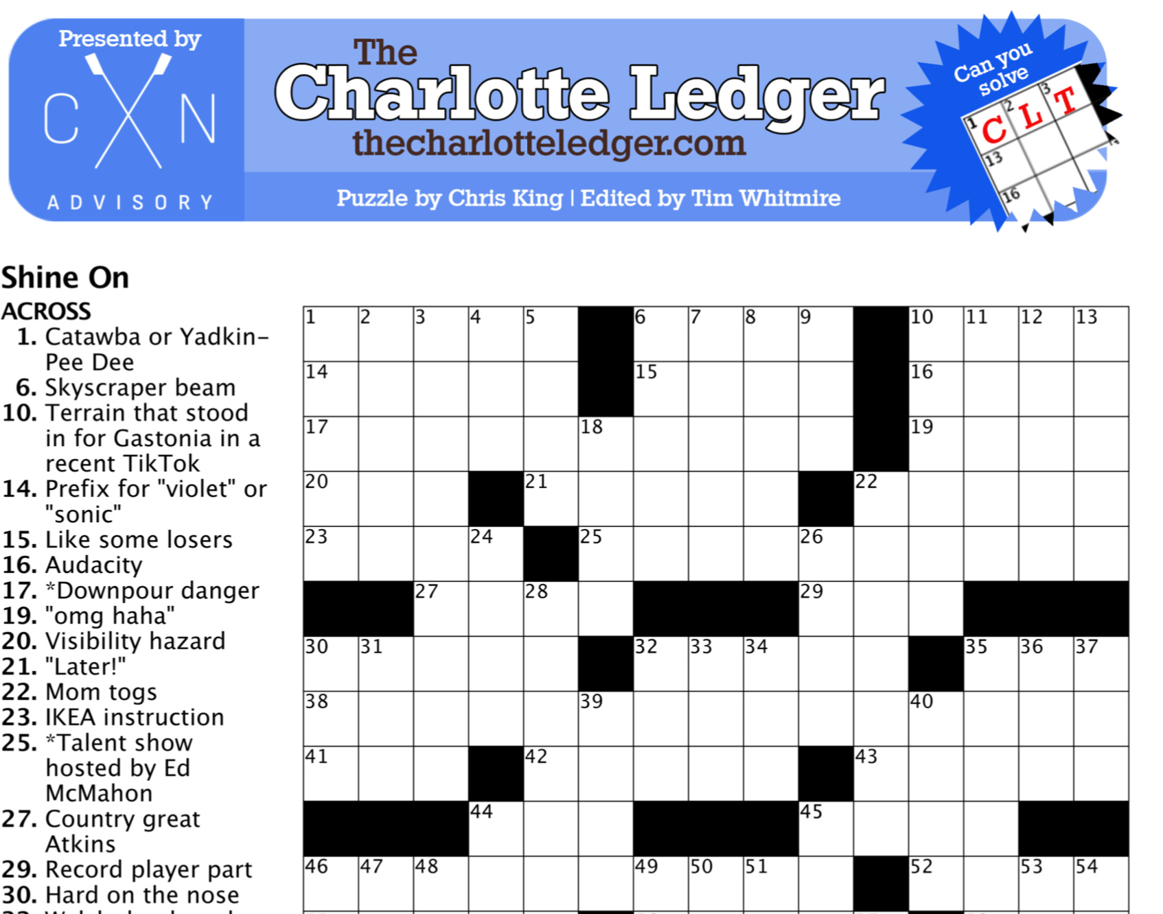 Charlotte Ledger Crosswords The Charlotte Ledger Charlotte Ledger Crosswords The Charlotte Ledger