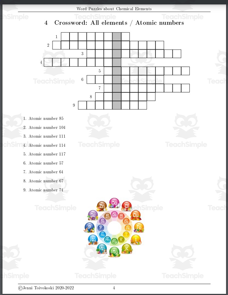 Printable Crossword Puzzles For Kids The Elements Printable Crossword Puzzles For Kids The Elements