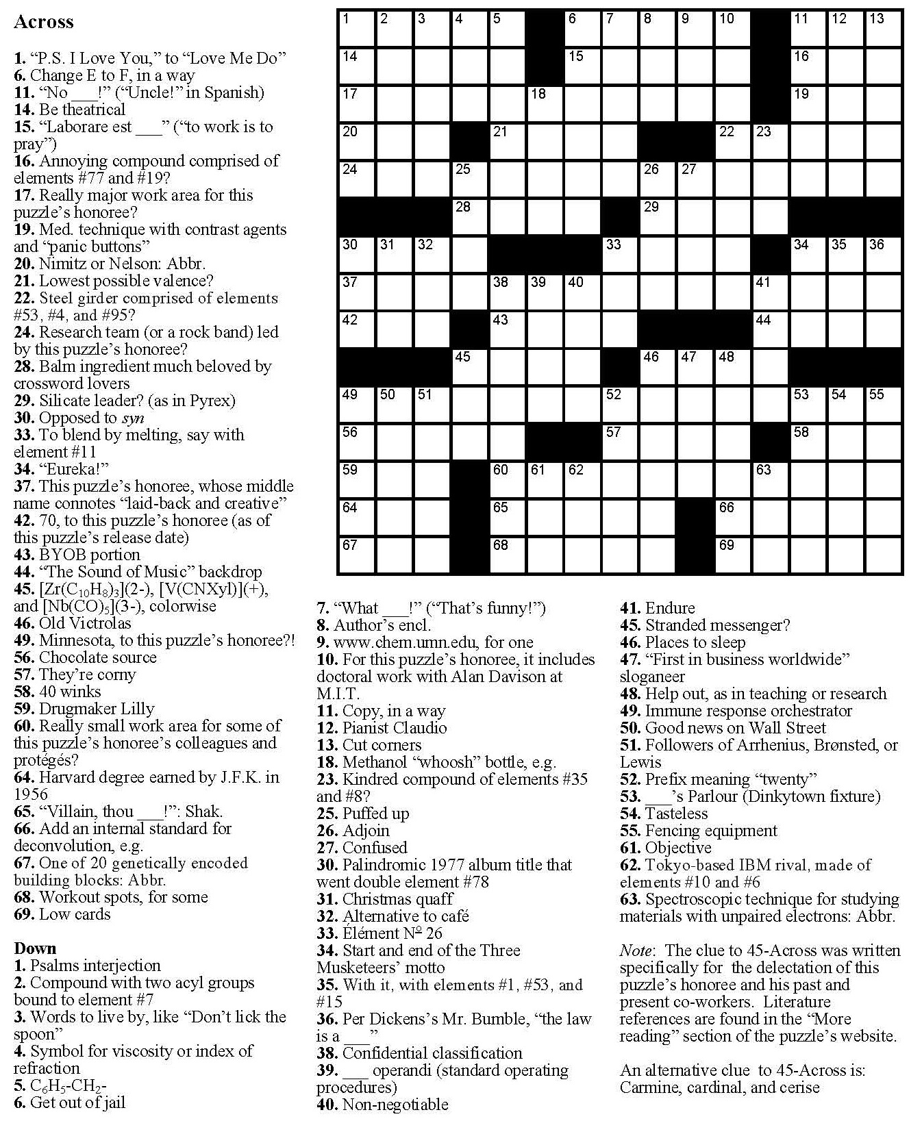 Chemistry Crossword Printable