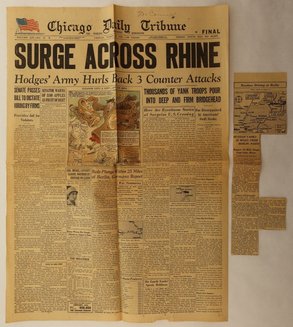 Chicago Daily Tribune Surge Across Rhine Vintage Newspaper Article 3 9 1945 EBay