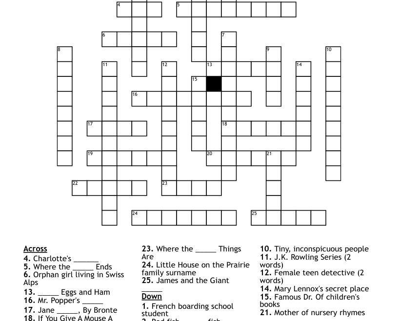 Children s Books Crossword WordMint
