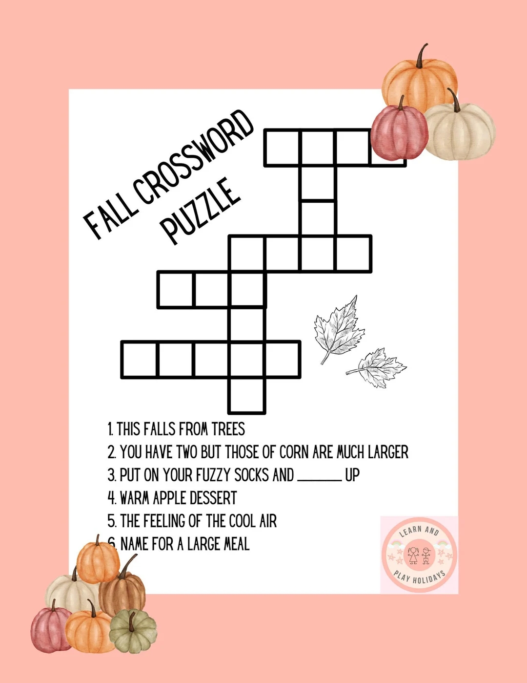 Printable Fall Crossword Puzzle Printable Fall Crossword Puzzle