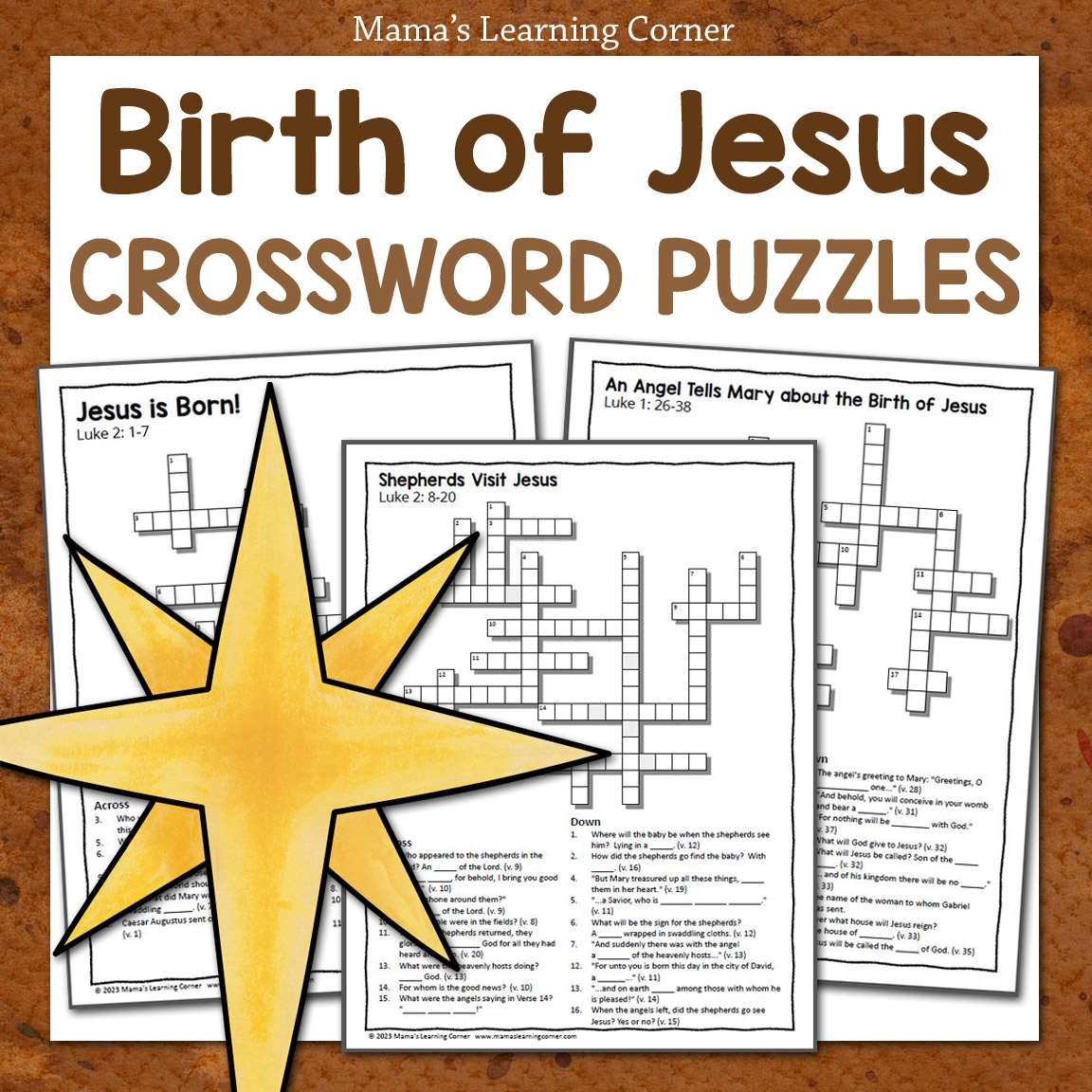 Christmas Birth Of Jesus Crossword Puzzle Packet Mamas Learning Corner