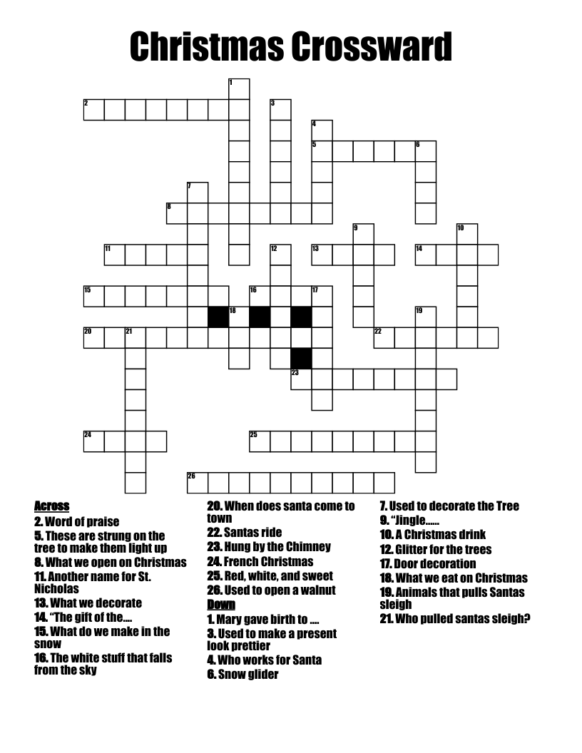 Christmas Crossward Crossword WordMint