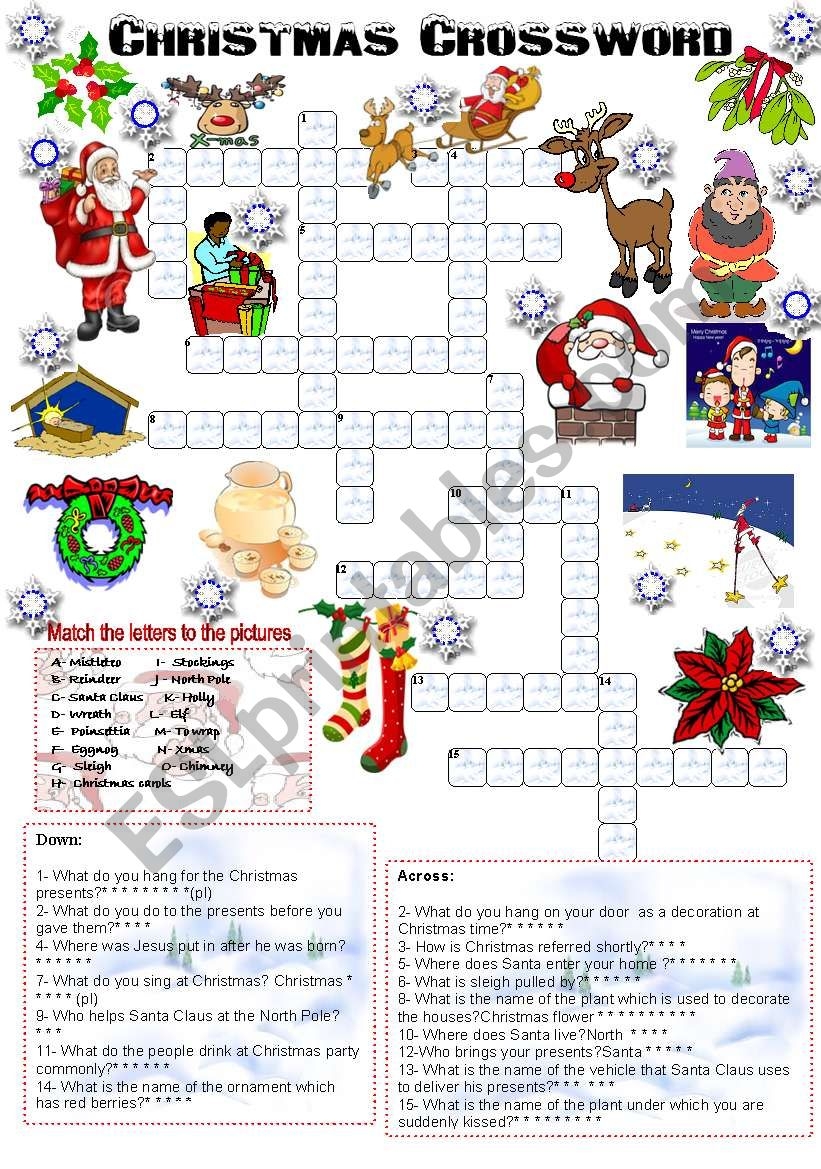 Christmas Crossword 05 12 2008 ESL Worksheet By Emila