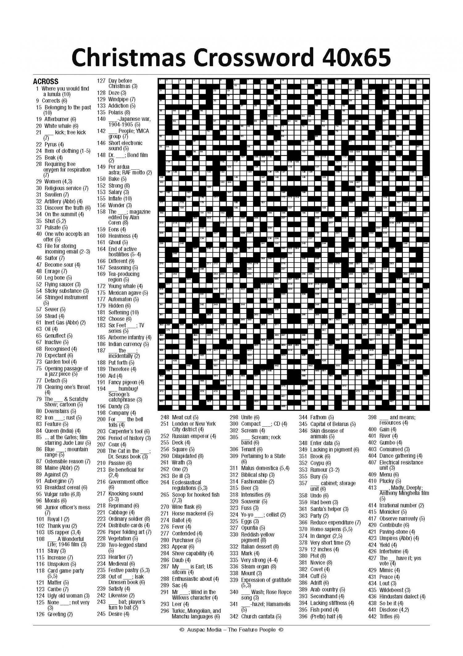 Christmas Crossword 40 X 65 Large KF Christmas Crossword 40 X 65 Large KF