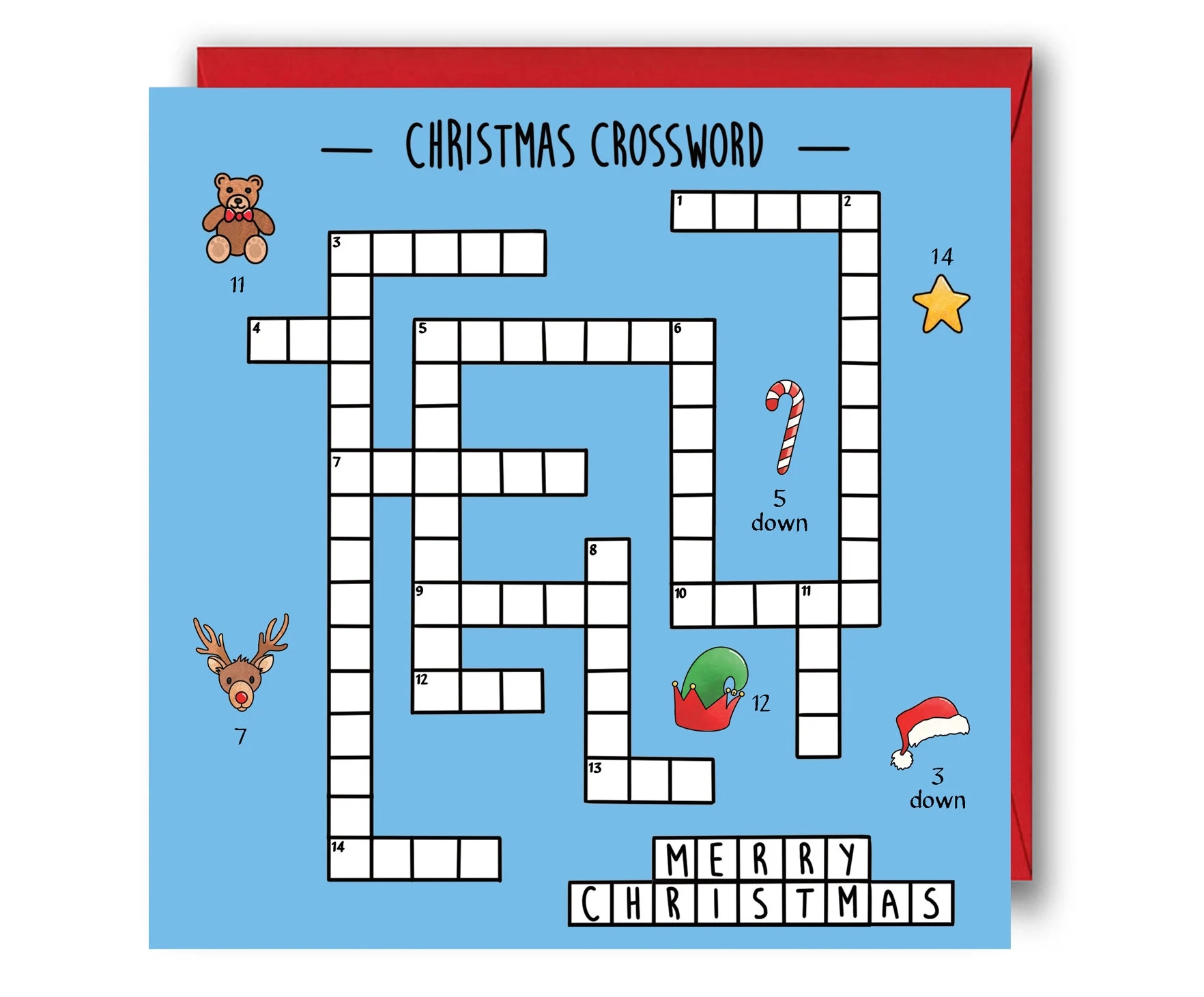 Christmas Crossword Card Kids Christmas Puzzle Card Christmas Activity Cards Puzzle For Kids Holidays Card Festive Cards For Children Etsy