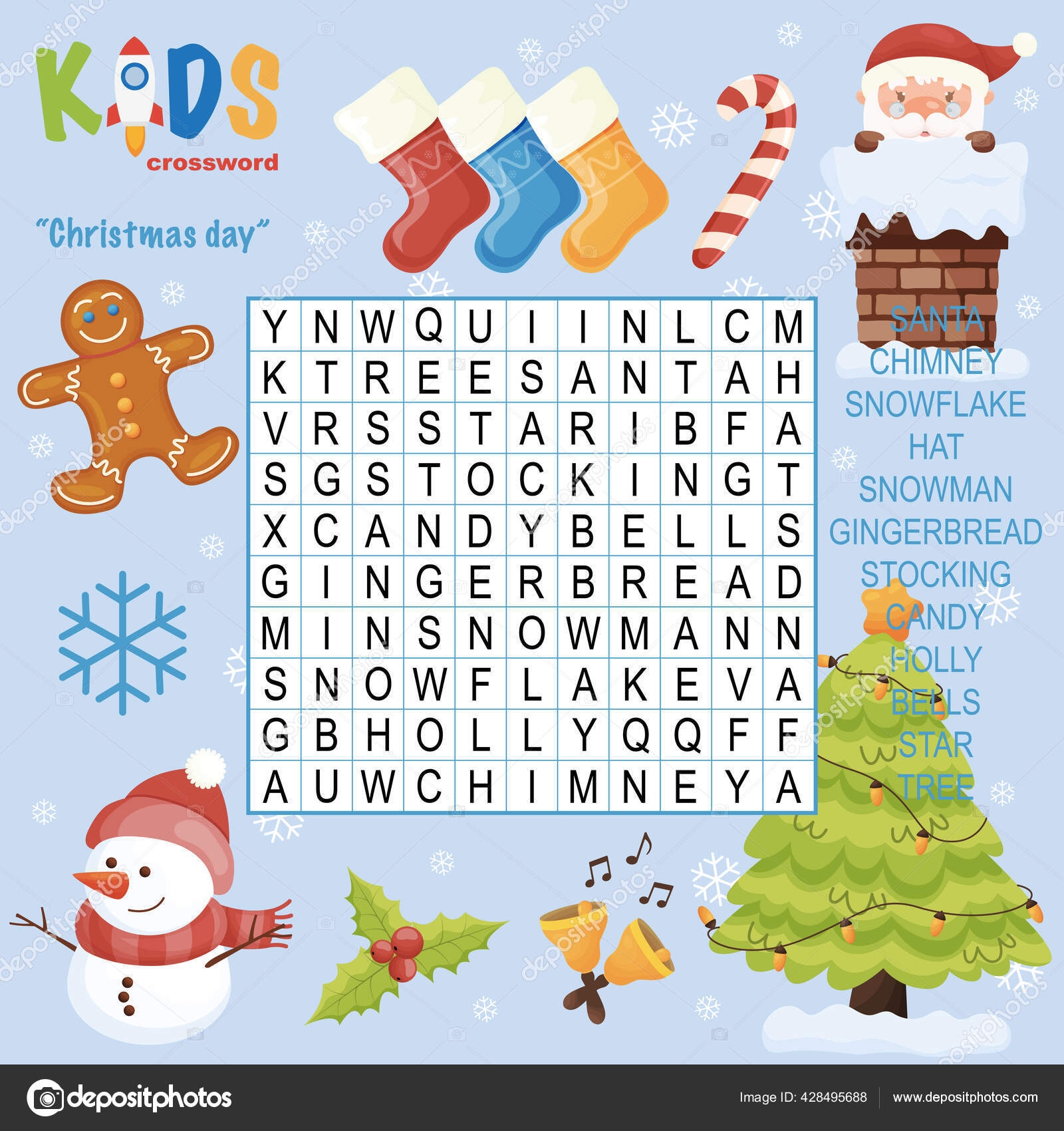 Christmas Crossword Page Printable Children Preschool Christmas Crossword Page Printable Children Preschool