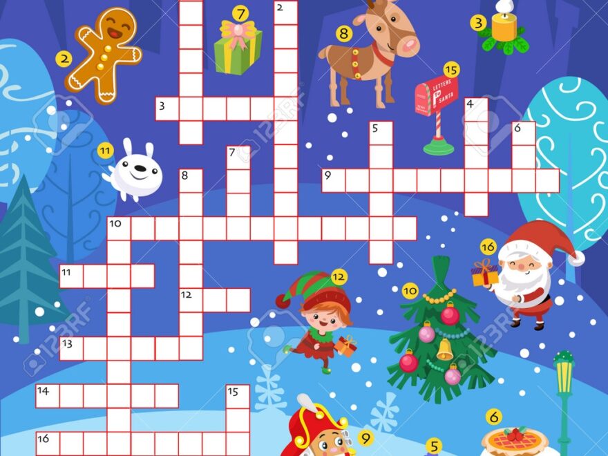 Christmas Crossword Puzzle Game For Kids Set Of Winter Holiday Objects Printable Worksheet For Kids Vector Illustration Vector Illustration Royalty Free SVG Cliparts Vectors And Stock Illustration Image 195948820