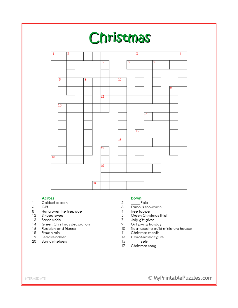 7th Grade Crossword Puzzle Printable