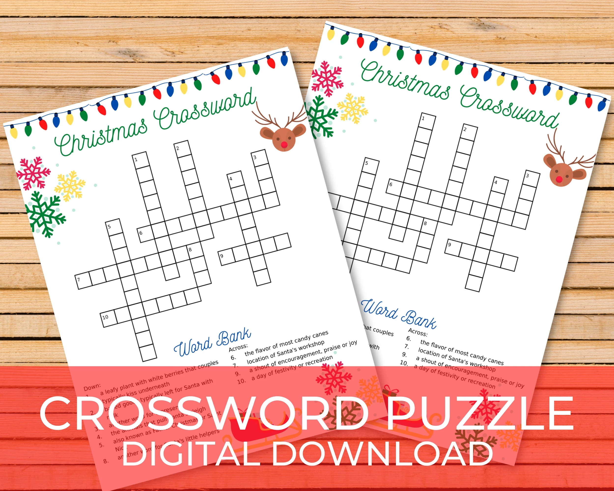 Christmas Crossword Puzzle Printable Christmas Game Instant Digital Download Etsy Christmas Crossword Puzzle Printable Christmas Game Instant Digital Download Etsy