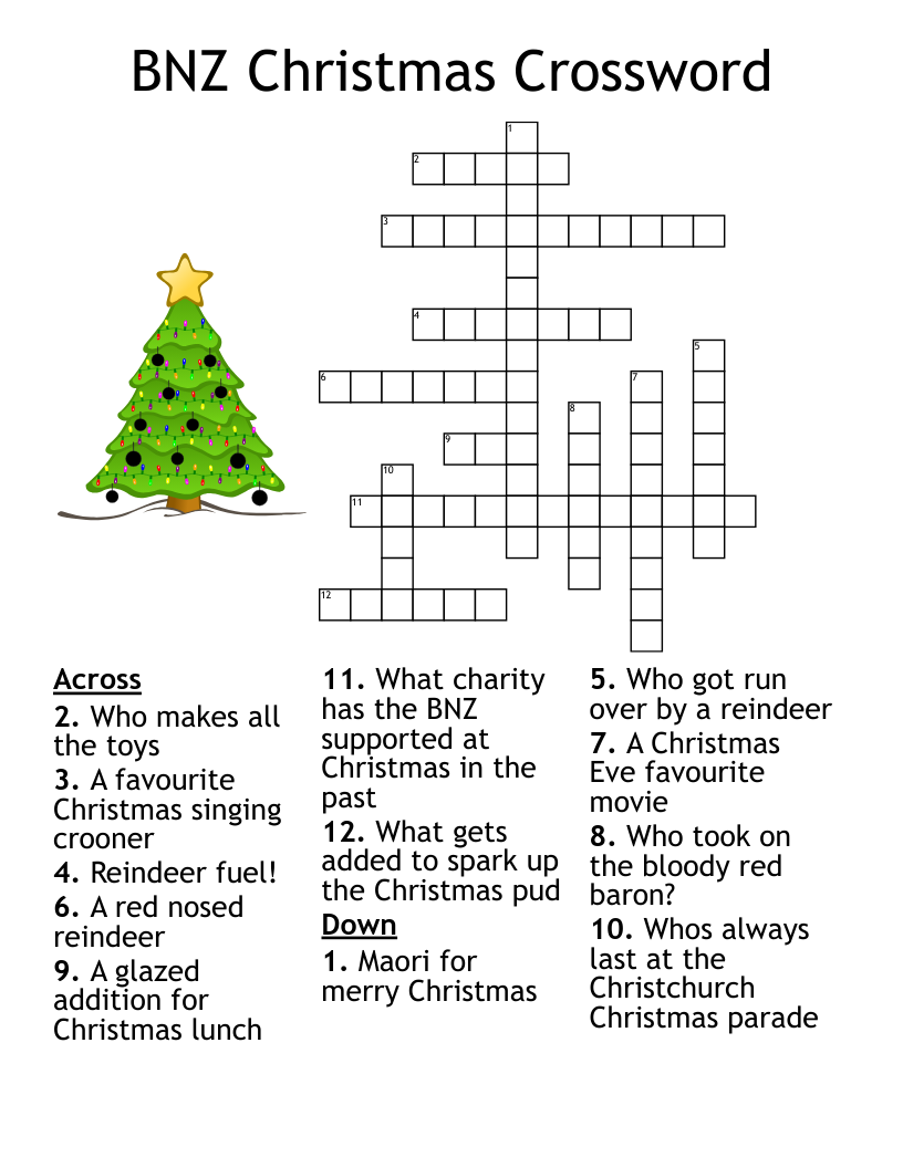 Christmas Crossword Puzzle WordMint