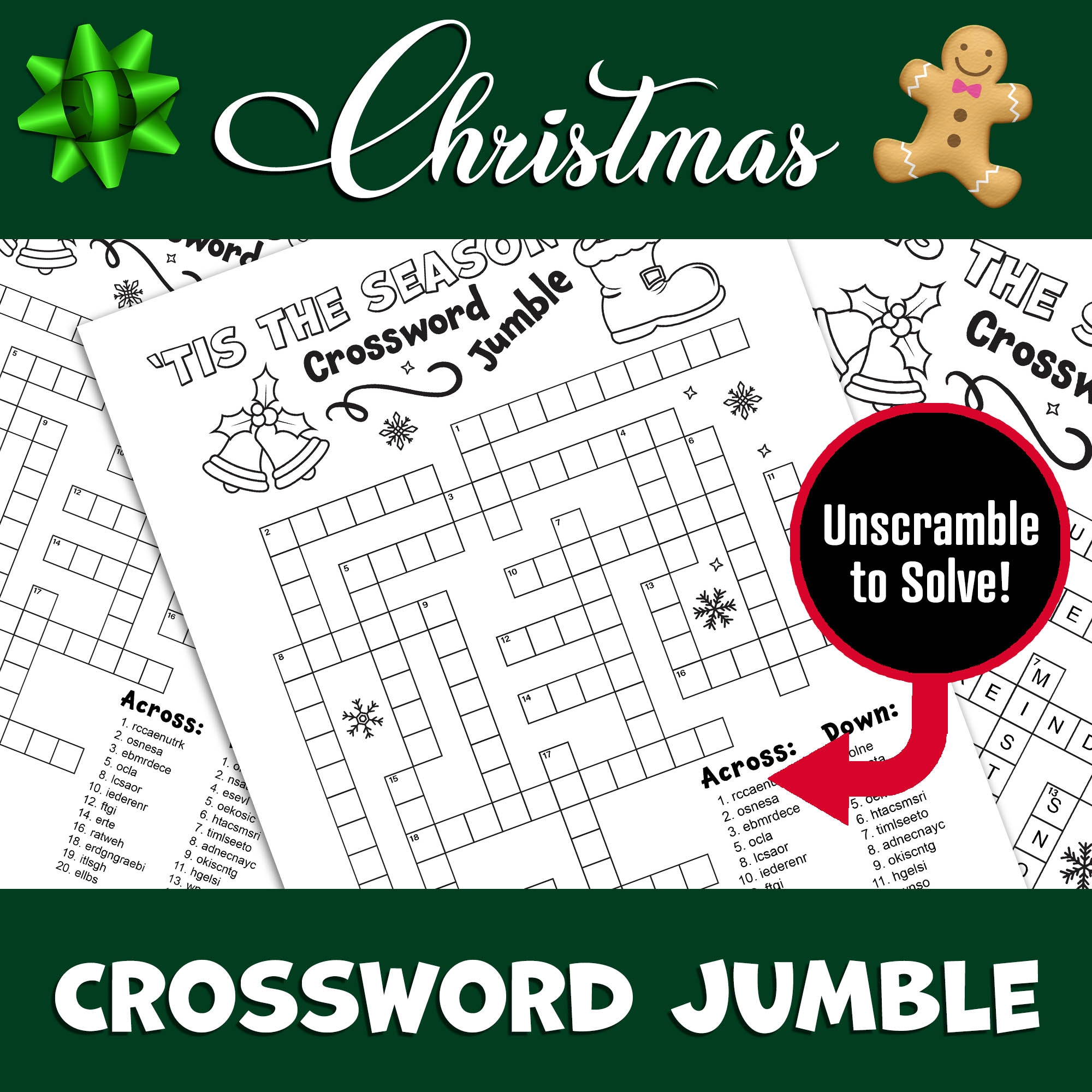 Christmas Crossword Puzzles For Kids Free Printable