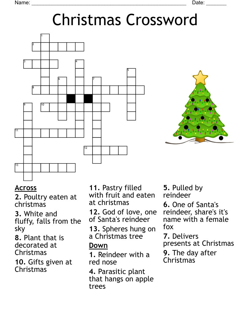 Christmas Crossword WordMint Christmas Crossword WordMint