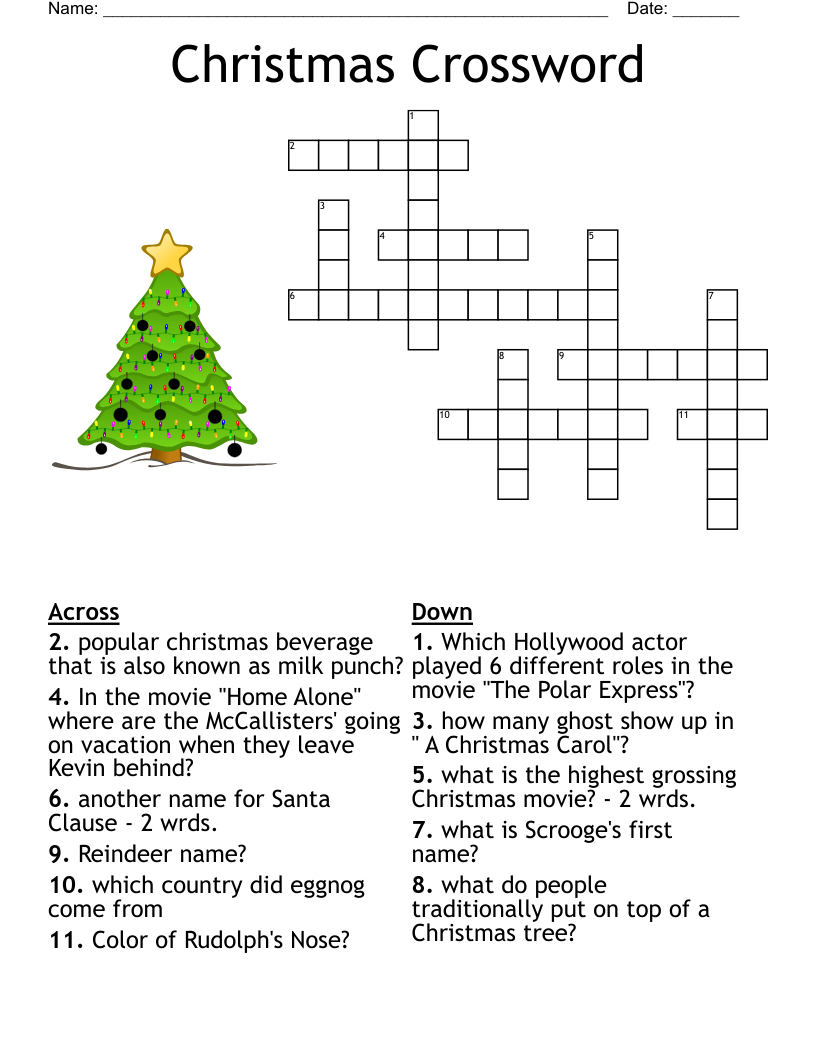 Names Of Movies Crossword Puzzles Printable