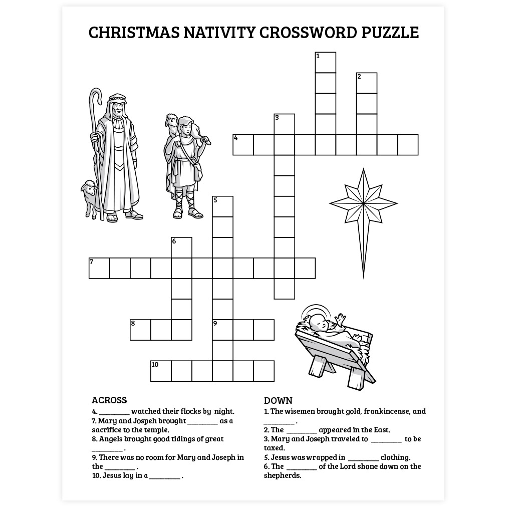 Christmas Nativity Crossword Puzzle Printable Worksheets Library