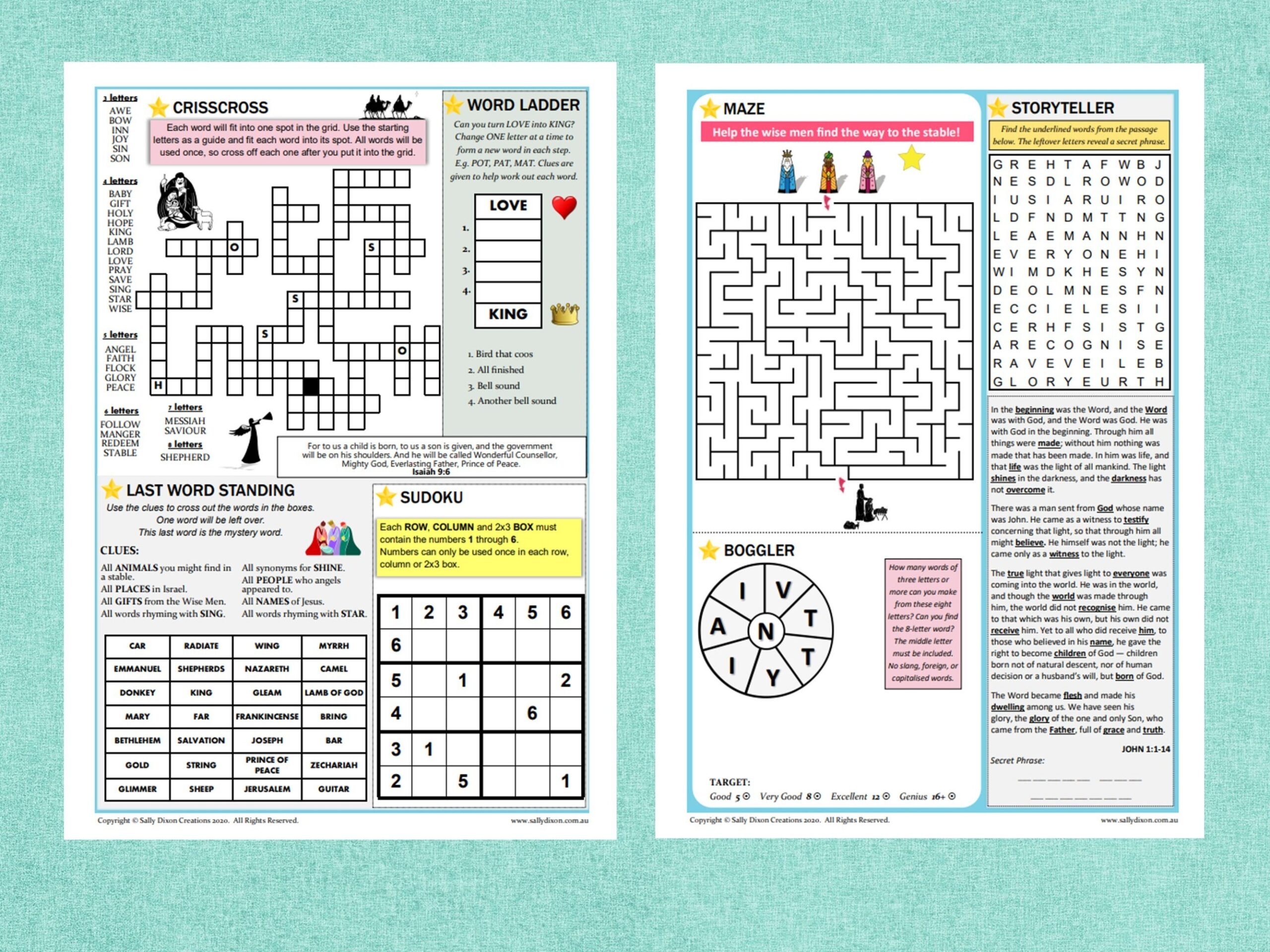 CHRISTMAS Nativity Puzzles PDF Crossword Puzzles Activity Sheet Puzzle Sheet Puzzle Printable Christmas Puzzles Christian Nativity Etsy